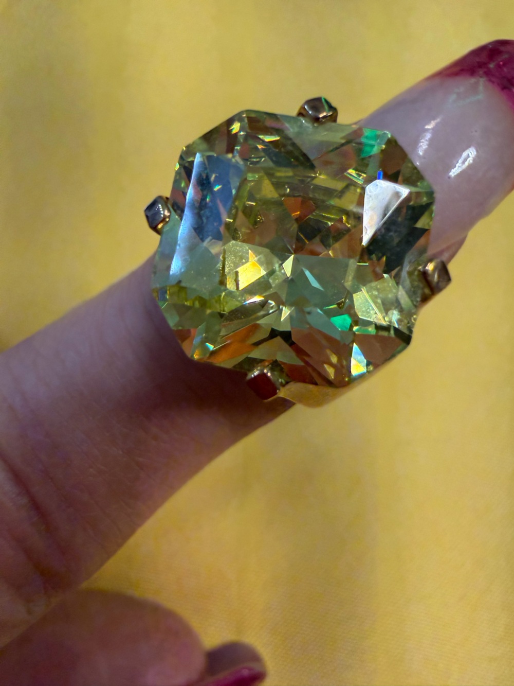 Park Lane Yellow Cubic Zirconia Statement Ring – Size 6